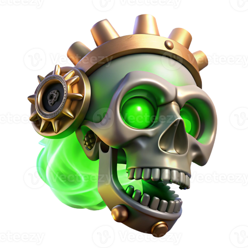 beautiful traditional A Steampunk Skull Intricate Gears and Pip png