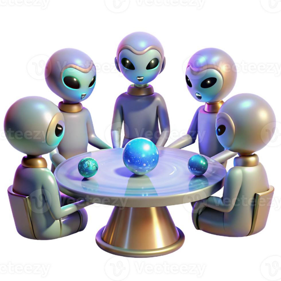 elegant traditional A Group of Alien Diplomats with Iridescen authentic png