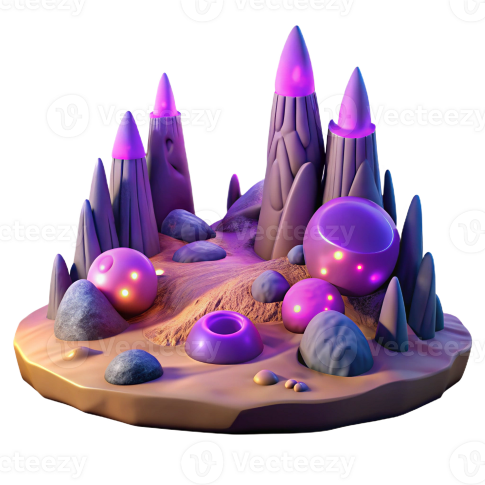 vibrant contemporary A Desolate Alien Landscape with Strange professional png