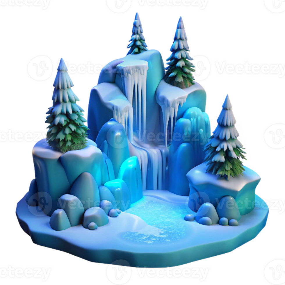 serene modern A Frozen Waterfall in Winter Surrounded exclusive png