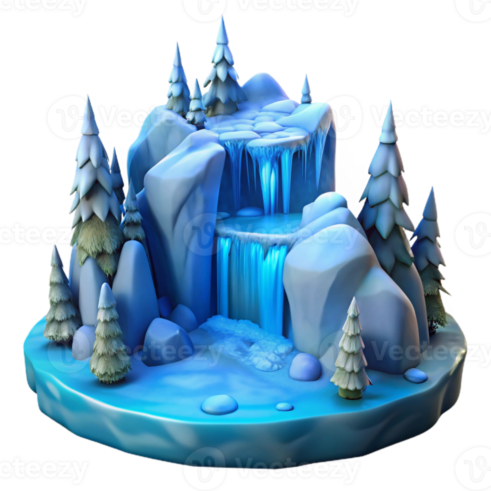 wonderful classic A Frozen Waterfall in Winter Surrounded detailed png