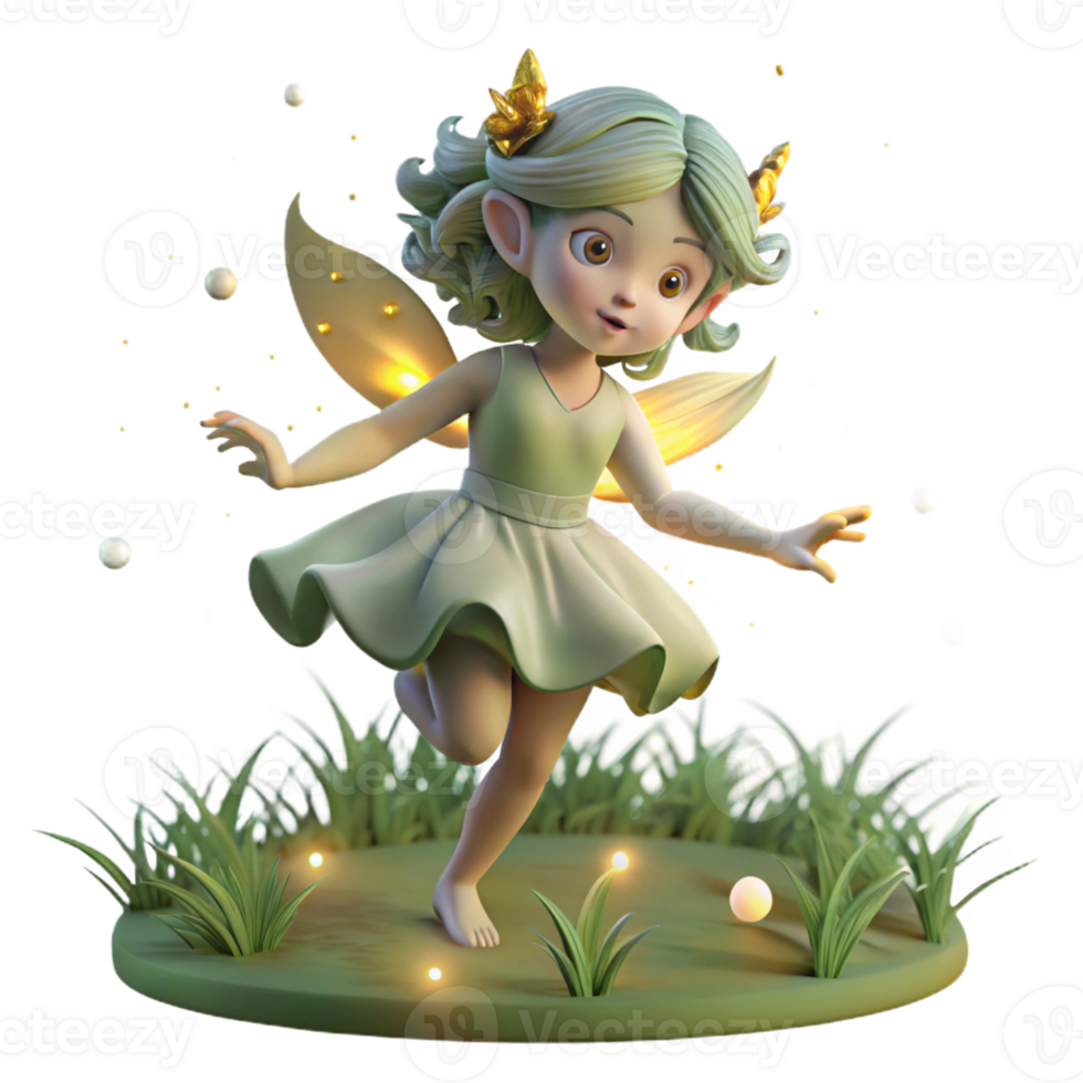 wonderful modern Playful Sprite Dancing with Fireflies detailed png