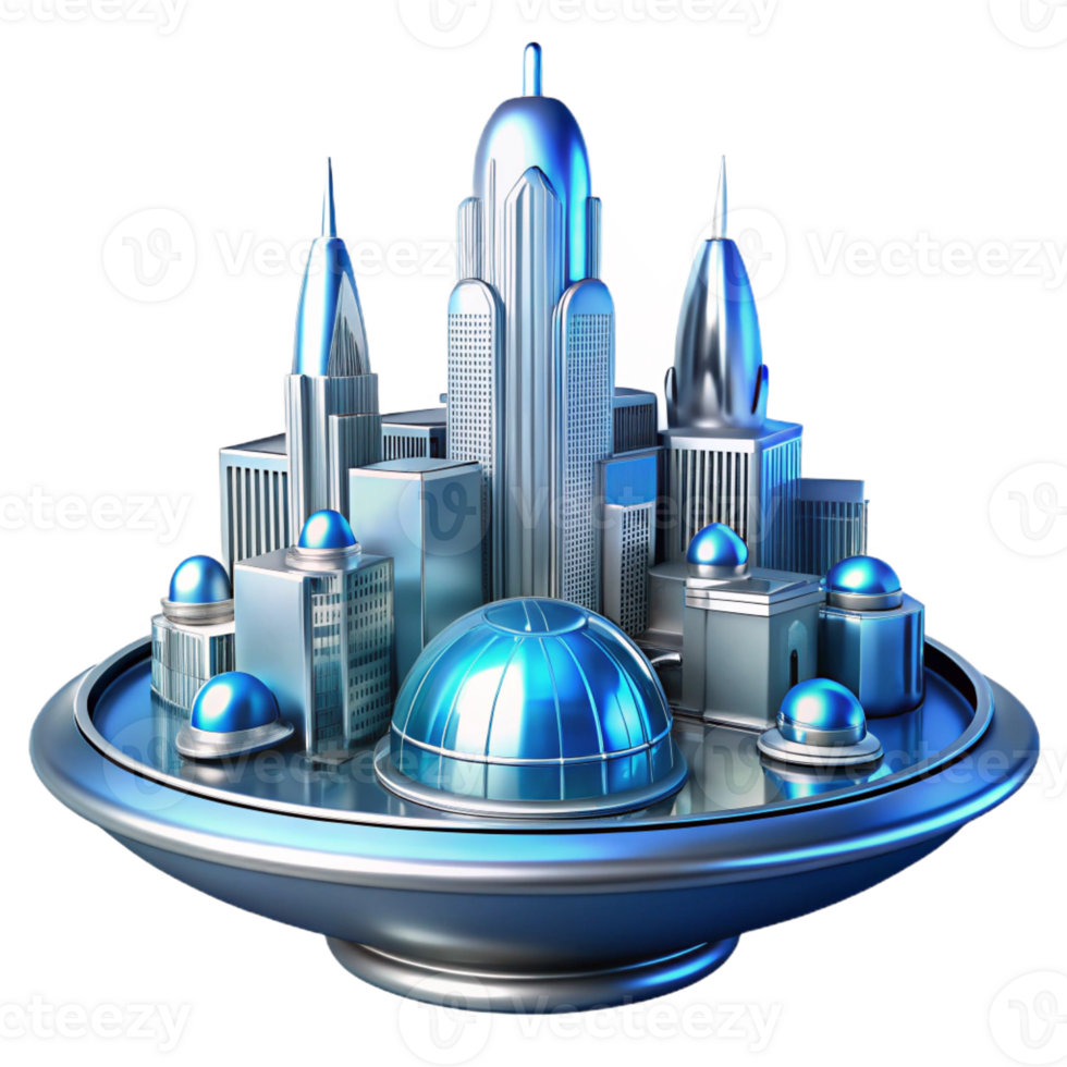 impressive vintage A Towering Chrome Metropolis Built on Th detailed png