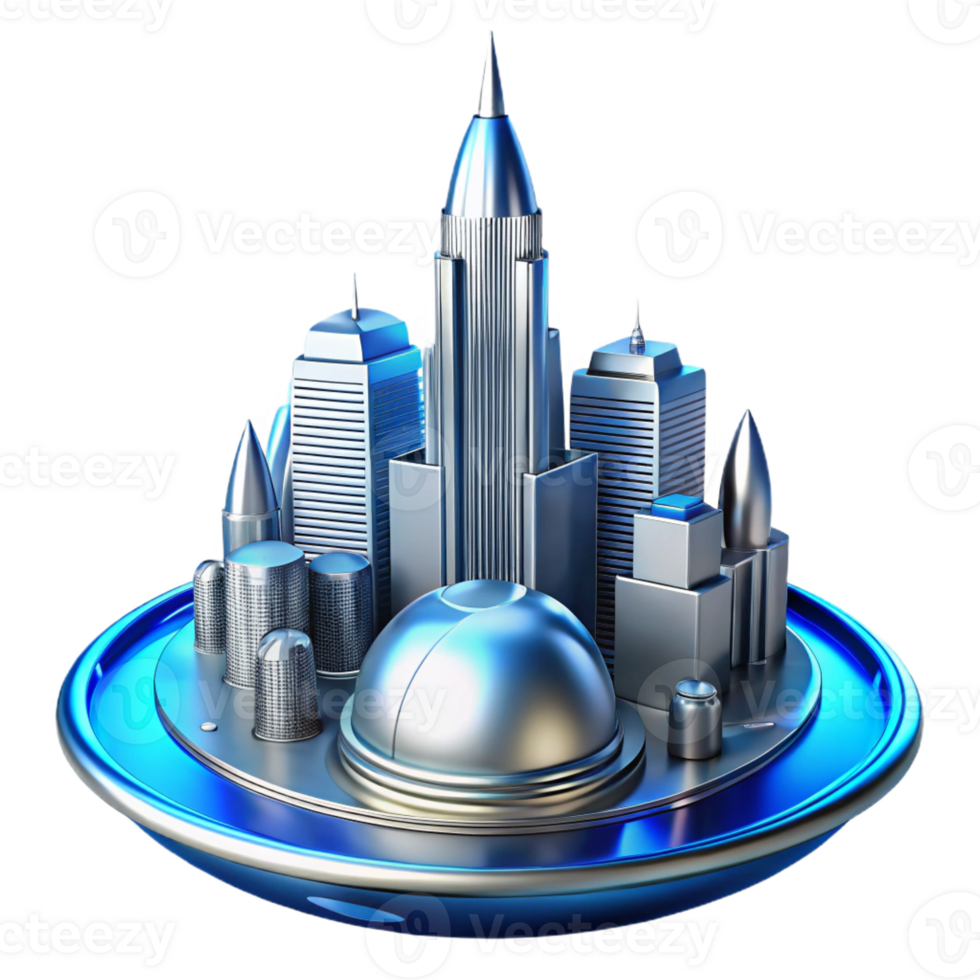 elegant minimalist A Towering Chrome Metropolis Built on Th authentic png