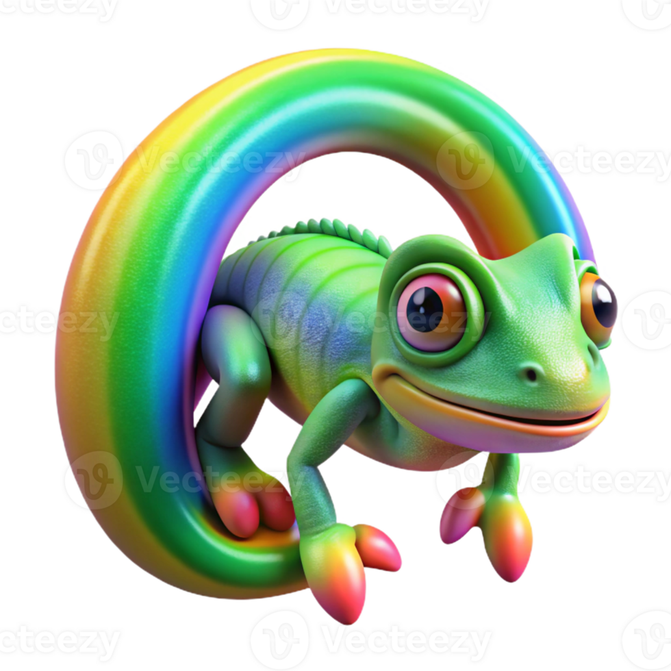 serene artistic A Chameleon Camouflaged Against a Rainbow high quality png