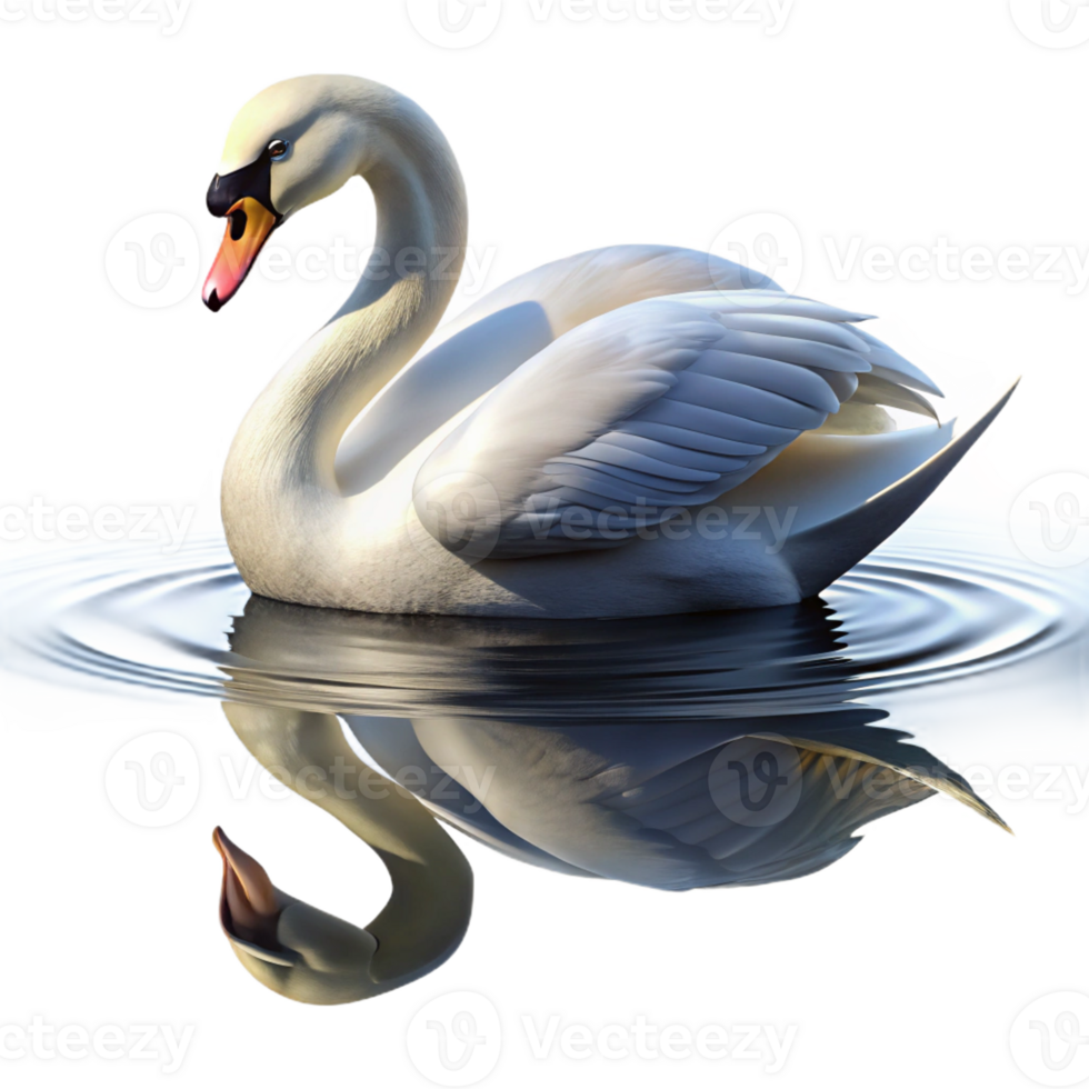 elegant modern Swan Gliding on Calm Lake authentic png
