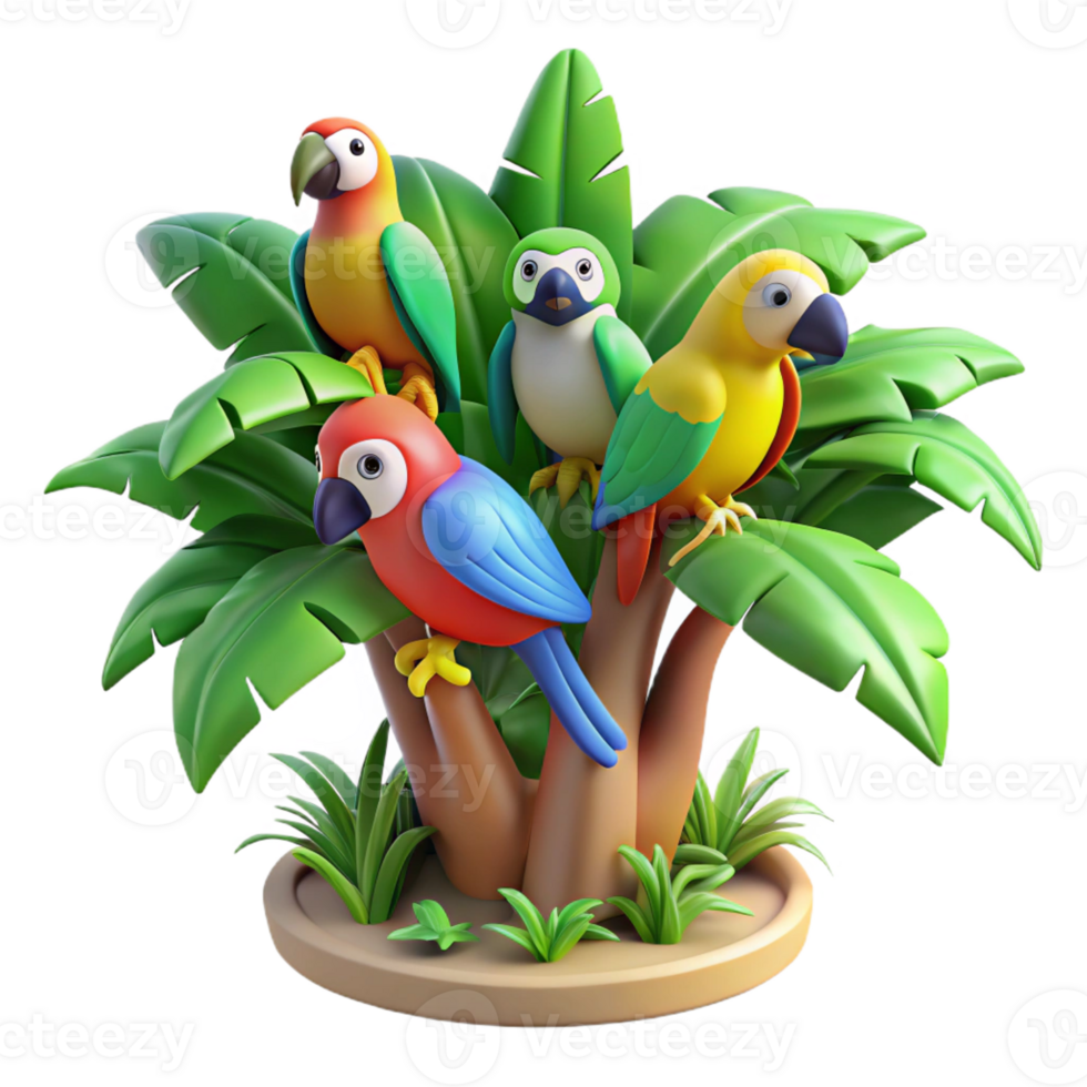 magnificent minimalist Colorful Parrots on a Branch authentic png