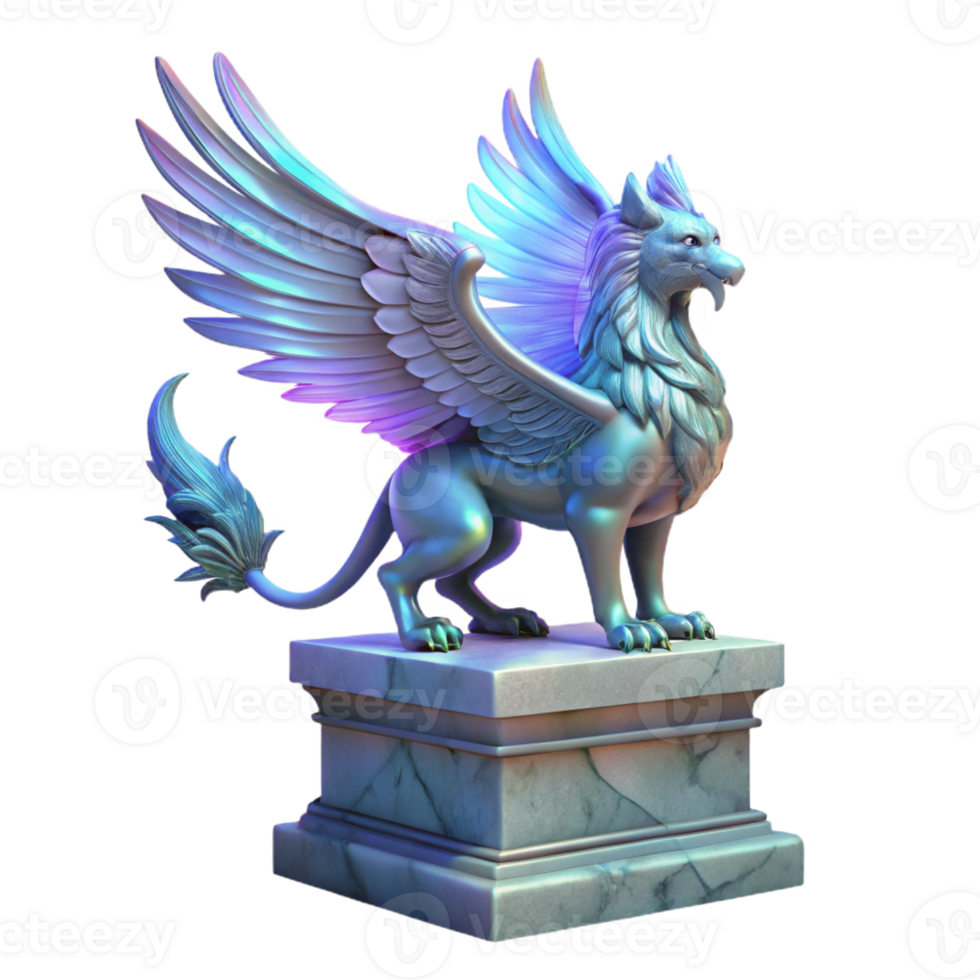 vibrant minimalist A Majestic Griffin with Iridescent Feather genuine png