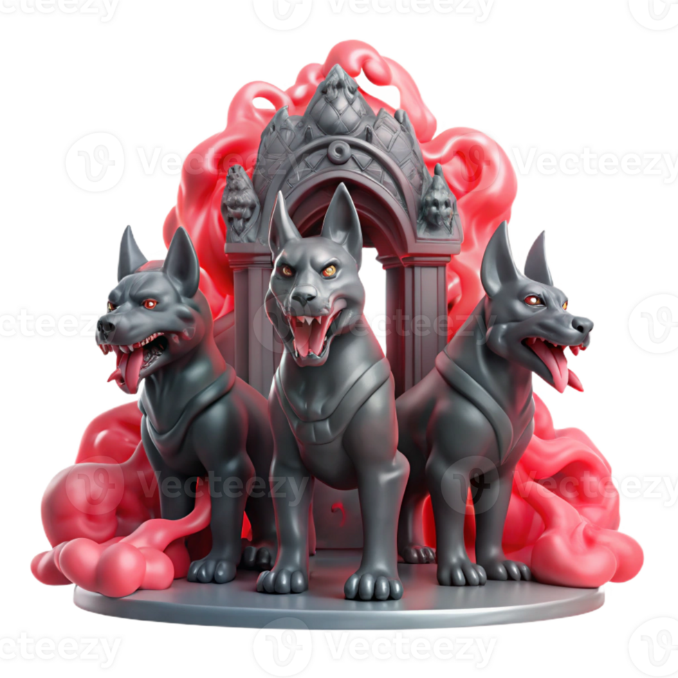 wonderful artistic A Three Headed Cerberus Guarding the Gat png