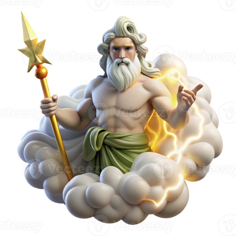 elegant artistic A Powerful Depiction of Zeus Holding a Li authentic png