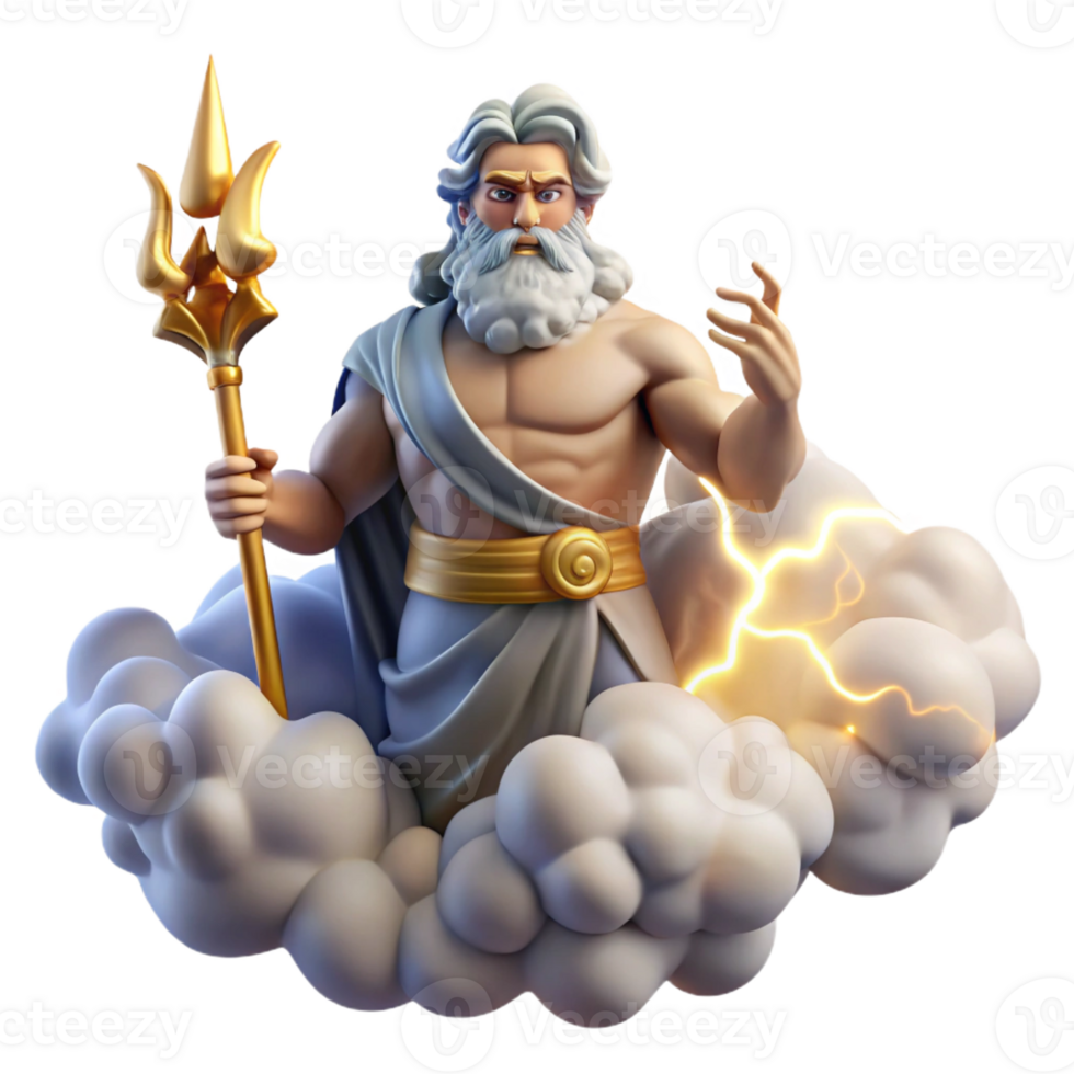 dramatic abstract A Powerful Depiction of Zeus Holding a Li original png