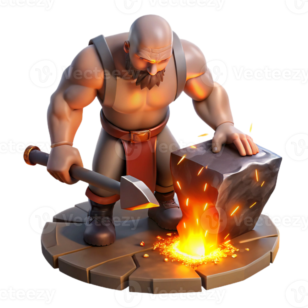 vibrant contemporary A Powerful Cyclops Forging a Mighty Weap high resolution png