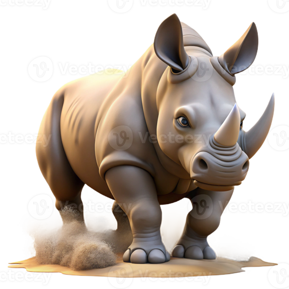 serene creative A Powerful Rhinoceros Charging Through The original png