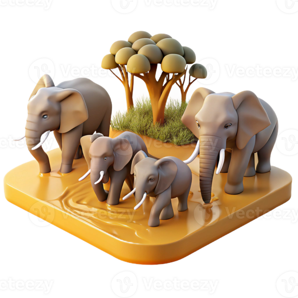 beautiful minimalist A Herd of Elephants Crossing a River Afri genuine png