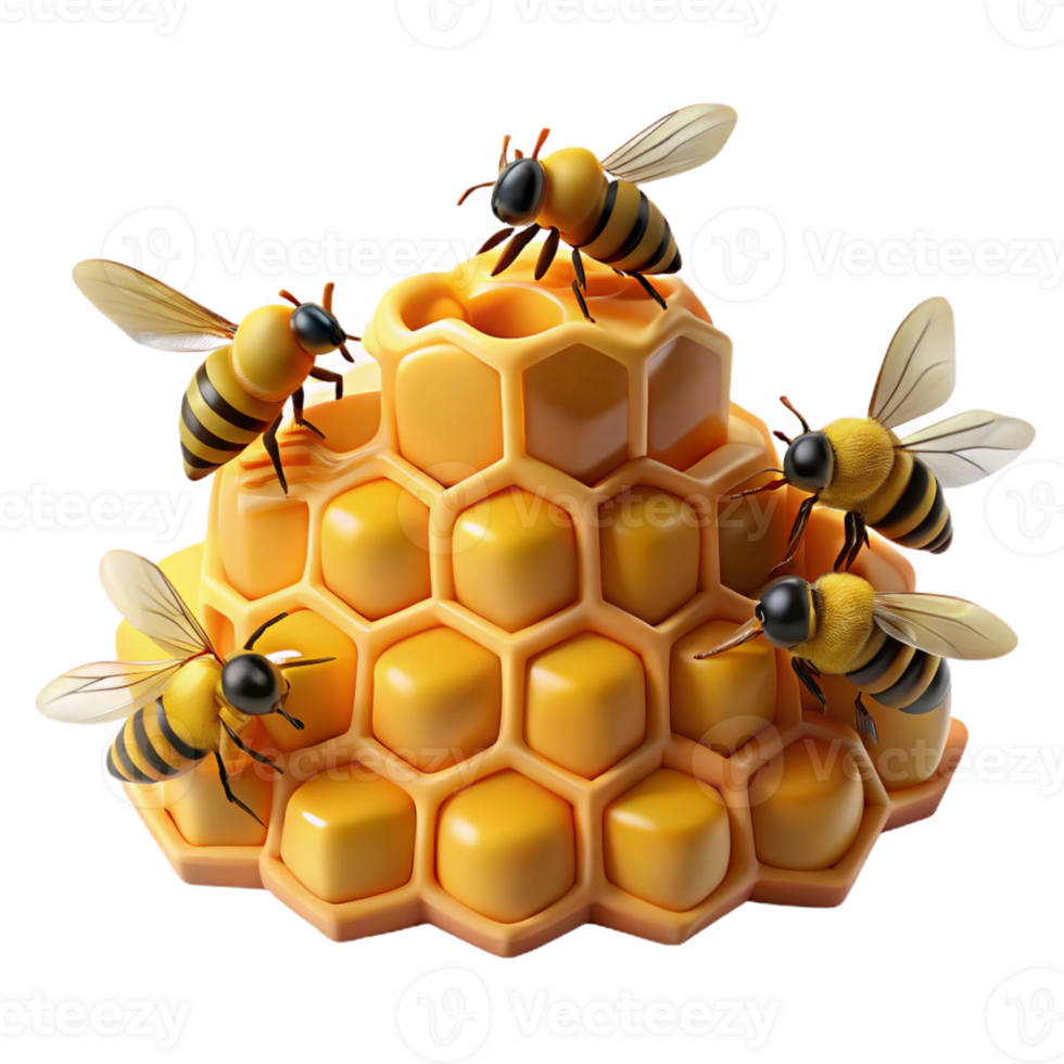 beautiful vintage A Swarm of Bees Buzzing Around a Honeycom premium png
