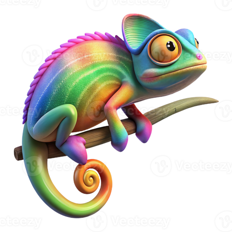 vibrant modern A Chameleon Perched on a Branch Its Skin authentic png