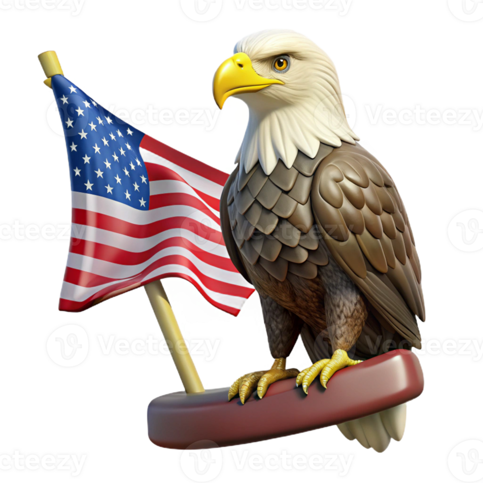 elegant creative A Majestic Bald Eagle Perched on a Branch detailed png