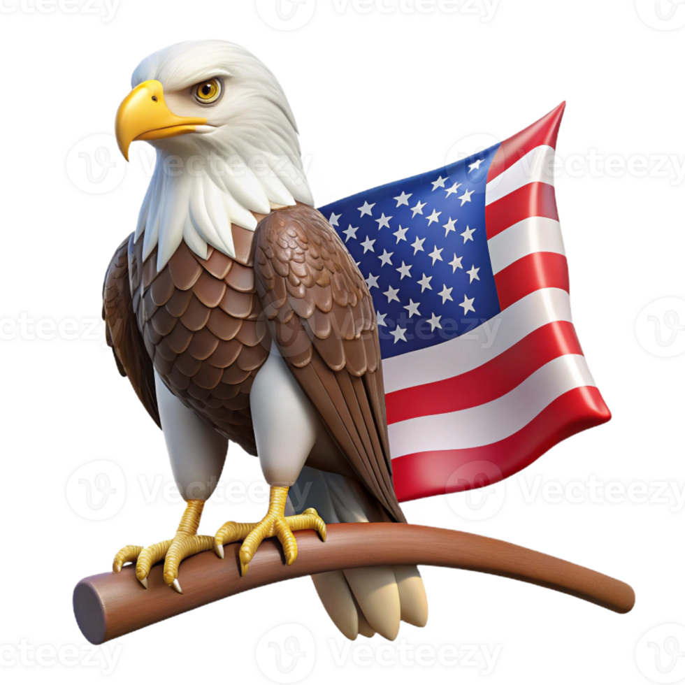beautiful creative A Majestic Bald Eagle Perched on a Branch authentic png