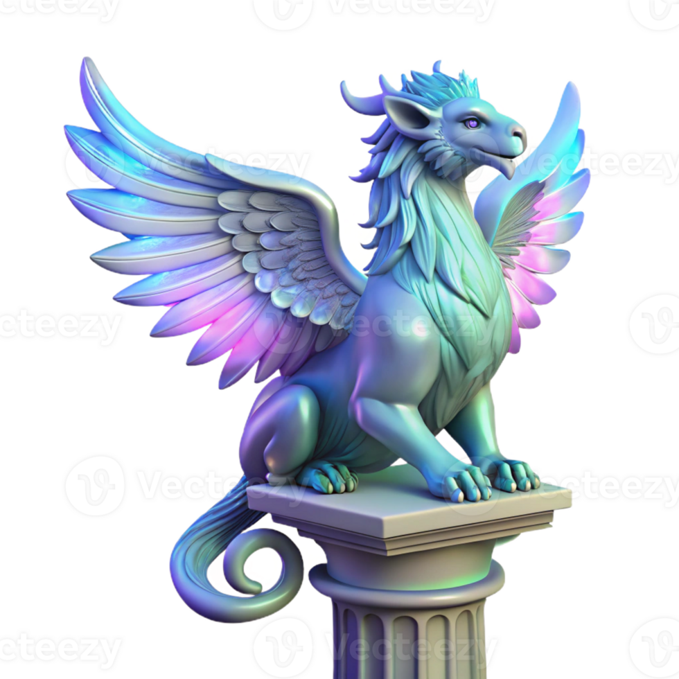 beautiful rustic A Majestic Griffin with Iridescent Feather authentic png