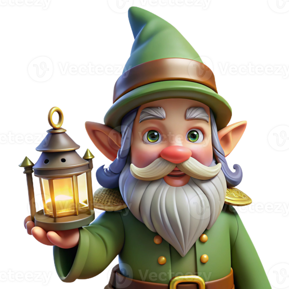 elegant vintage Portrait of a Whimsical Gnome with a Poin premium png