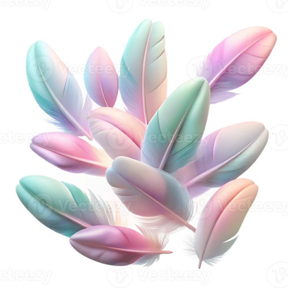 beautiful traditional A Field of Floating Feathers in Pastel S png