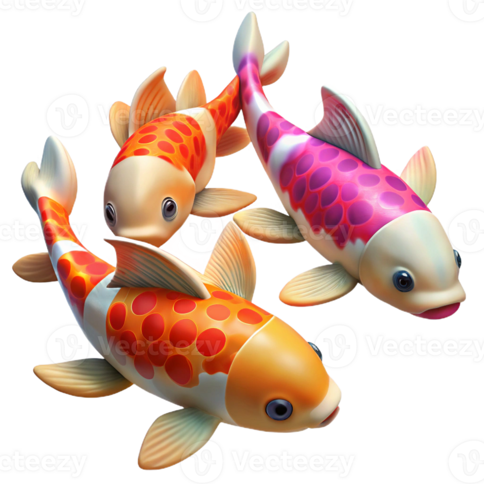 vibrant creative A Group of Colorful Koi Fish Swimming In exclusive png