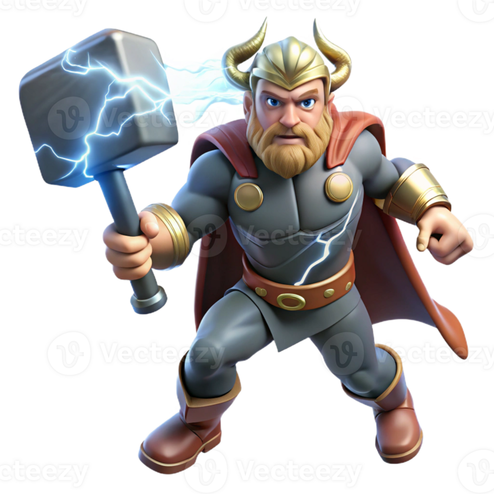 vibrant artistic Thor the Norse God of Thunder Wielding high quality png