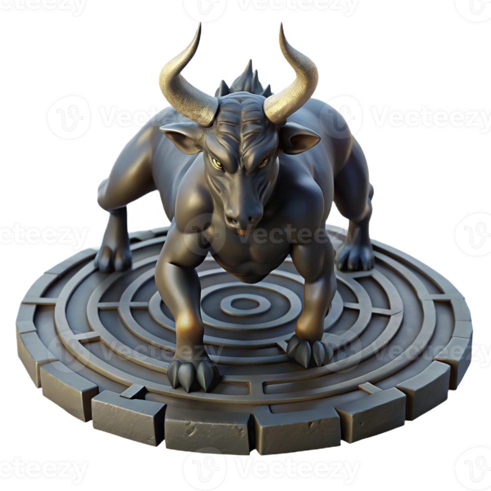dramatic vintage A Fierce Depiction of a Minotaur Charging authentic png