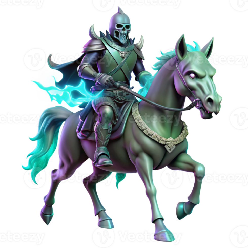 magnificent vintage A Spectral Knight Riding a Skeletal Stee detailed png