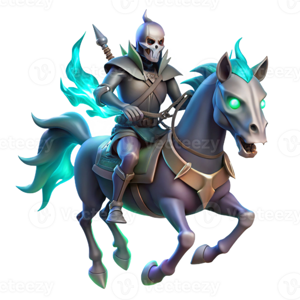 beautiful creative A Spectral Knight Riding a Skeletal Stee png