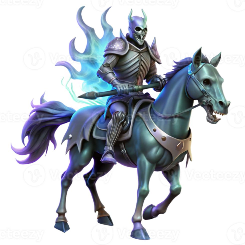 impressive traditional A Spectral Knight Riding a Skeletal Stee original png