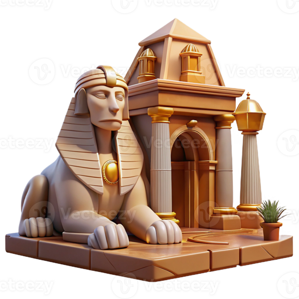 elegant traditional A Majestic Sphinx Guarding a Hidden Temp genuine png
