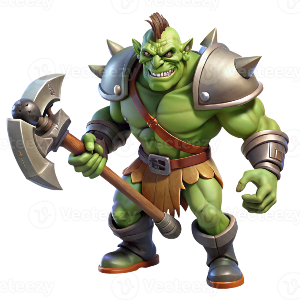 dramatic contemporary A Fierce Orc Chieftain Wielding a Massive high resolution png