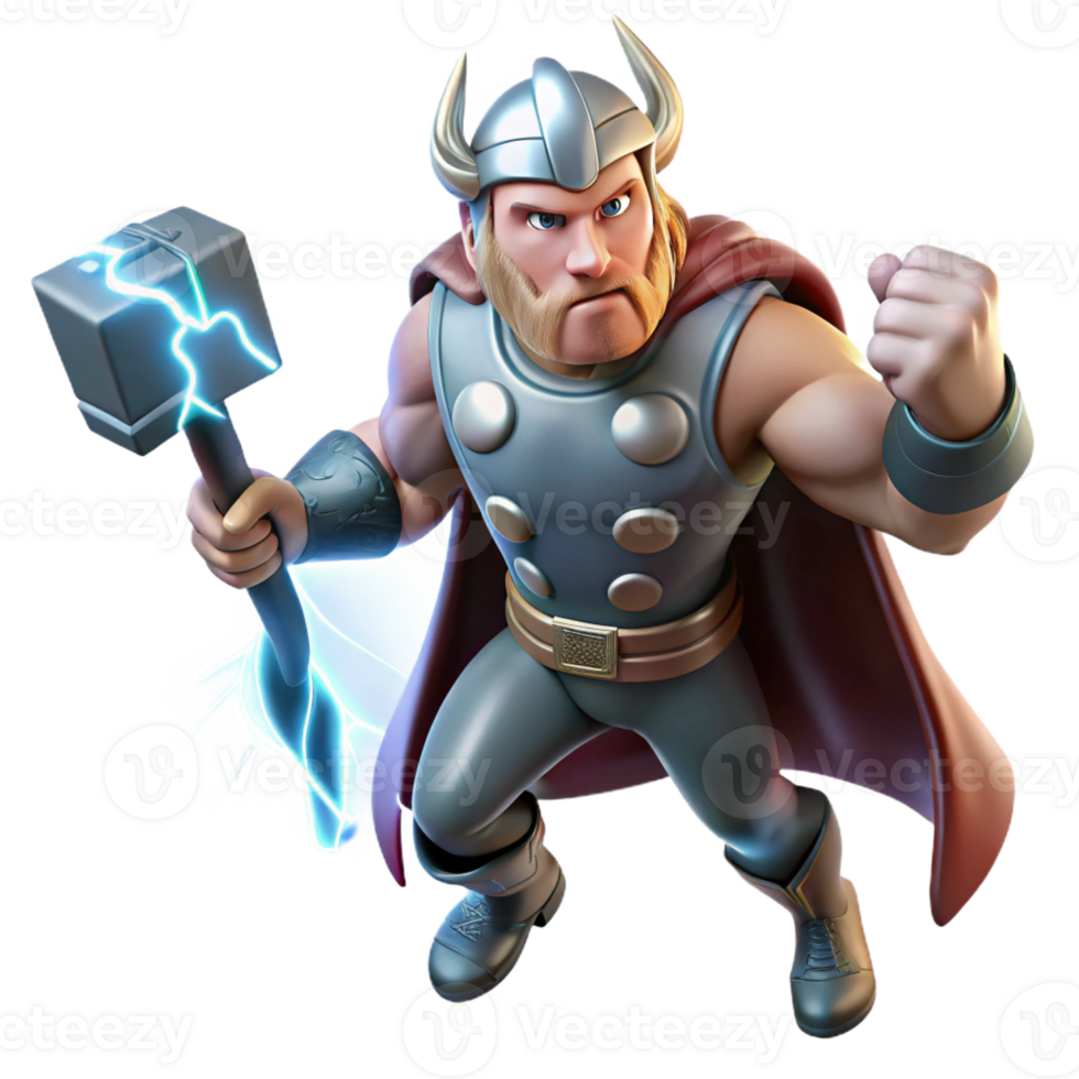 vibrant vintage Thor Wielding Mjolnir Summoning Lightn professional png