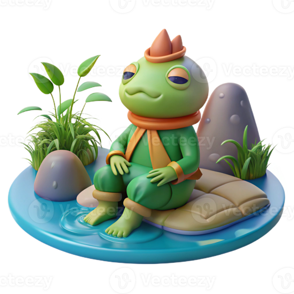 magnificent traditional A Serene Kappa Relaxing by a Riverbank detailed png