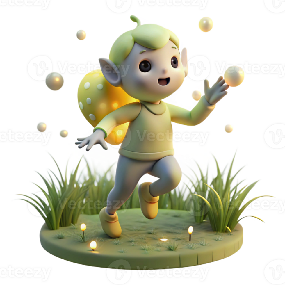 beautiful artistic A Playful Sprite Dancing Amongst Firefli premium png