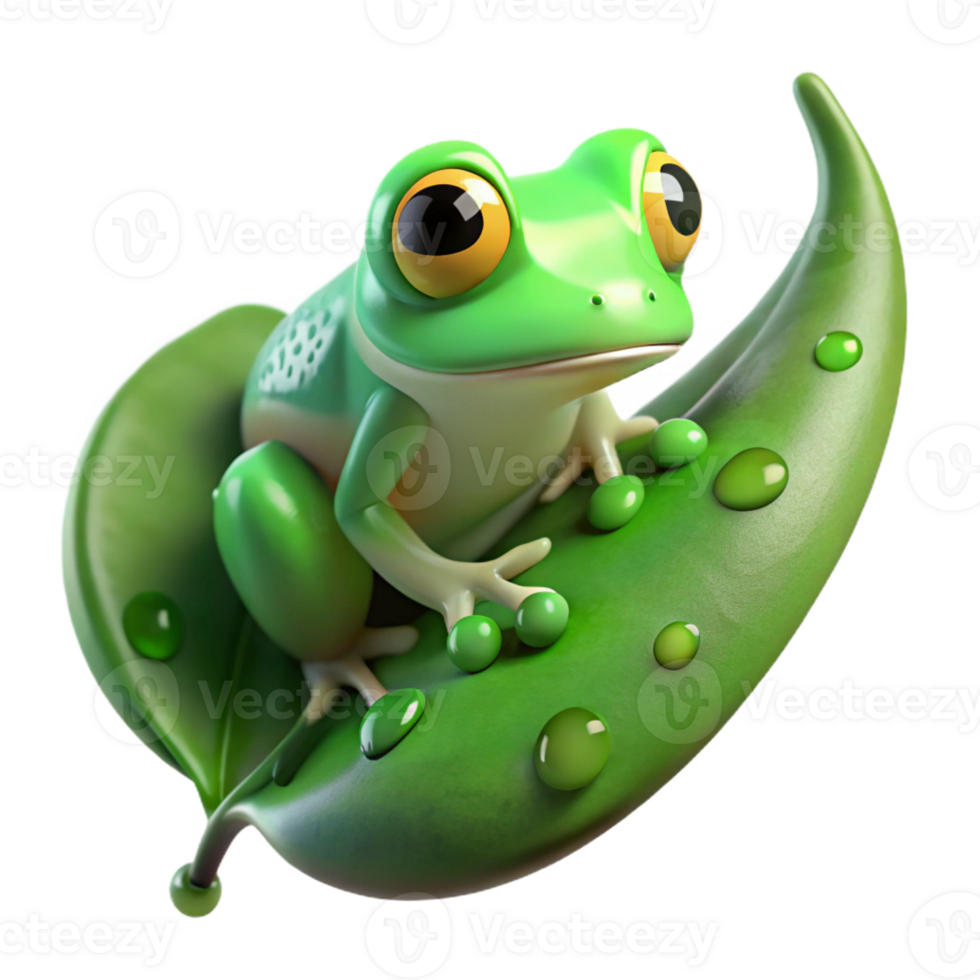 impressive minimalist A Tiny Green Tree Frog Clinging to a Dewy detailed png