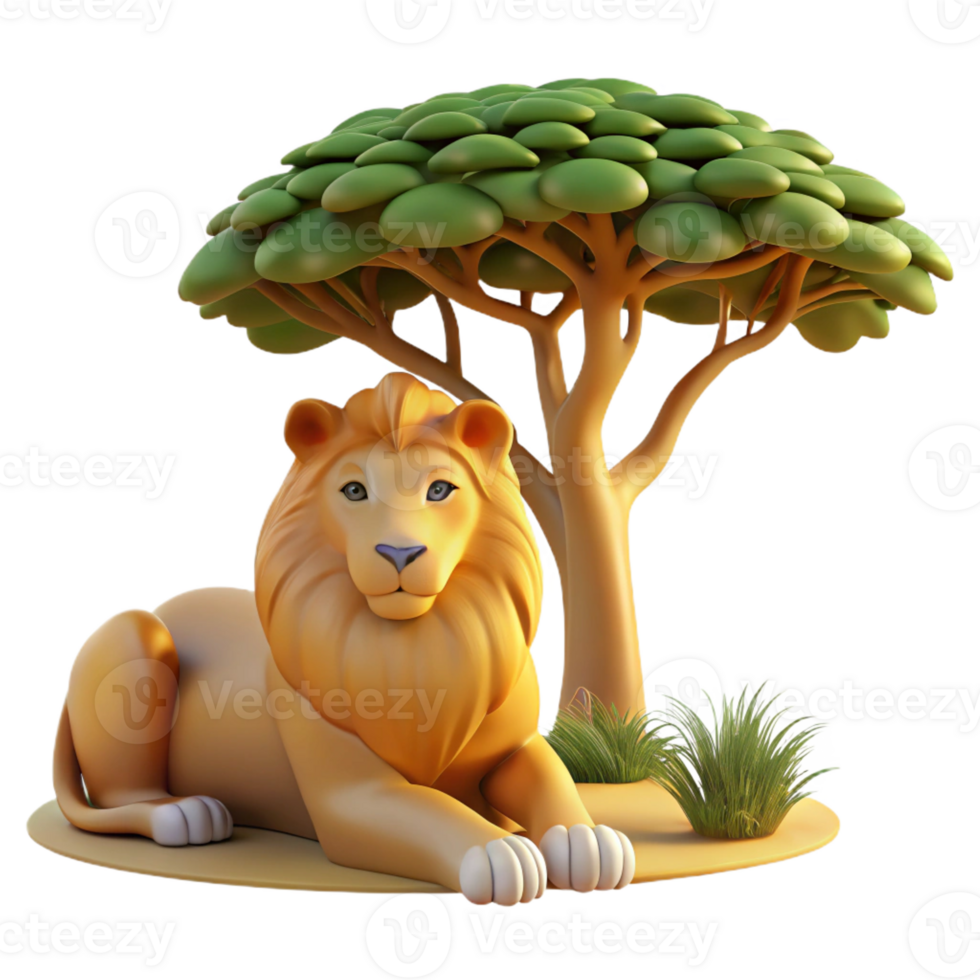 vibrant traditional A Regal Lion Pride Resting Under the Sha exclusive png