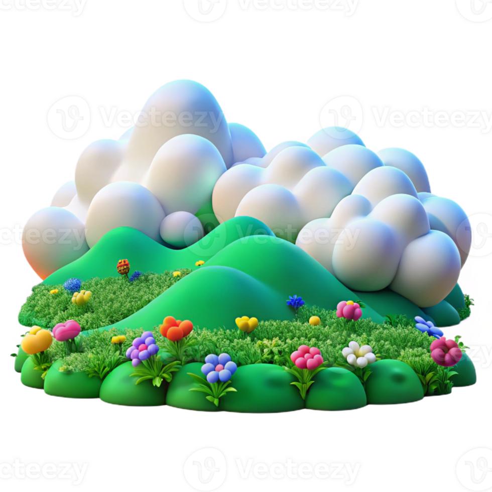 magnificent modern Rolling Hills Covered in Wildflowers Vib detailed png