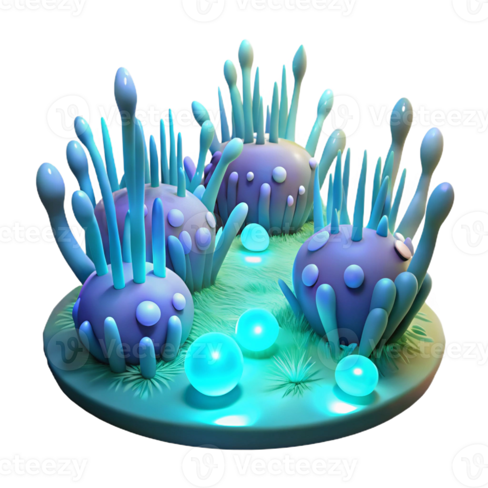 wonderful artistic A Field of Glowing Bioluminescent Organ premium png