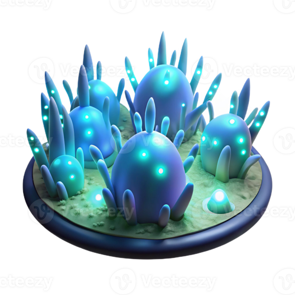 beautiful minimalist A Field of Glowing Bioluminescent Organ professional png