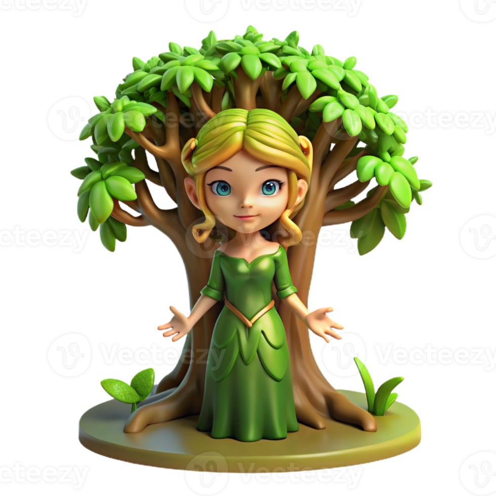 serene vintage A Lone Willowy Dryad Emerging from a Gna premium png