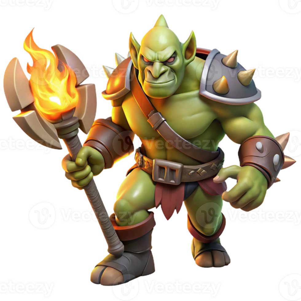 magnificent abstract A Fierce Orc Warrior Wielding a Flaming original png