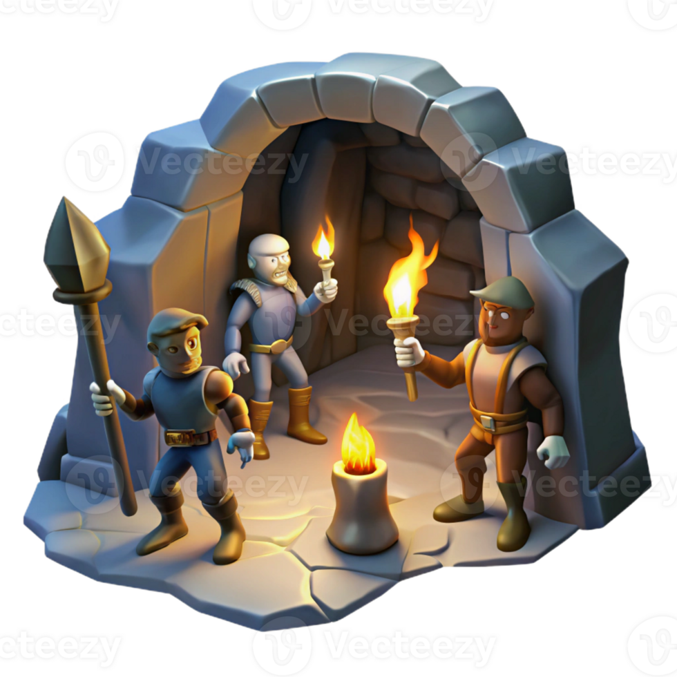 wonderful rustic A Group of Adventurers Exploring a Dark C high resolution png