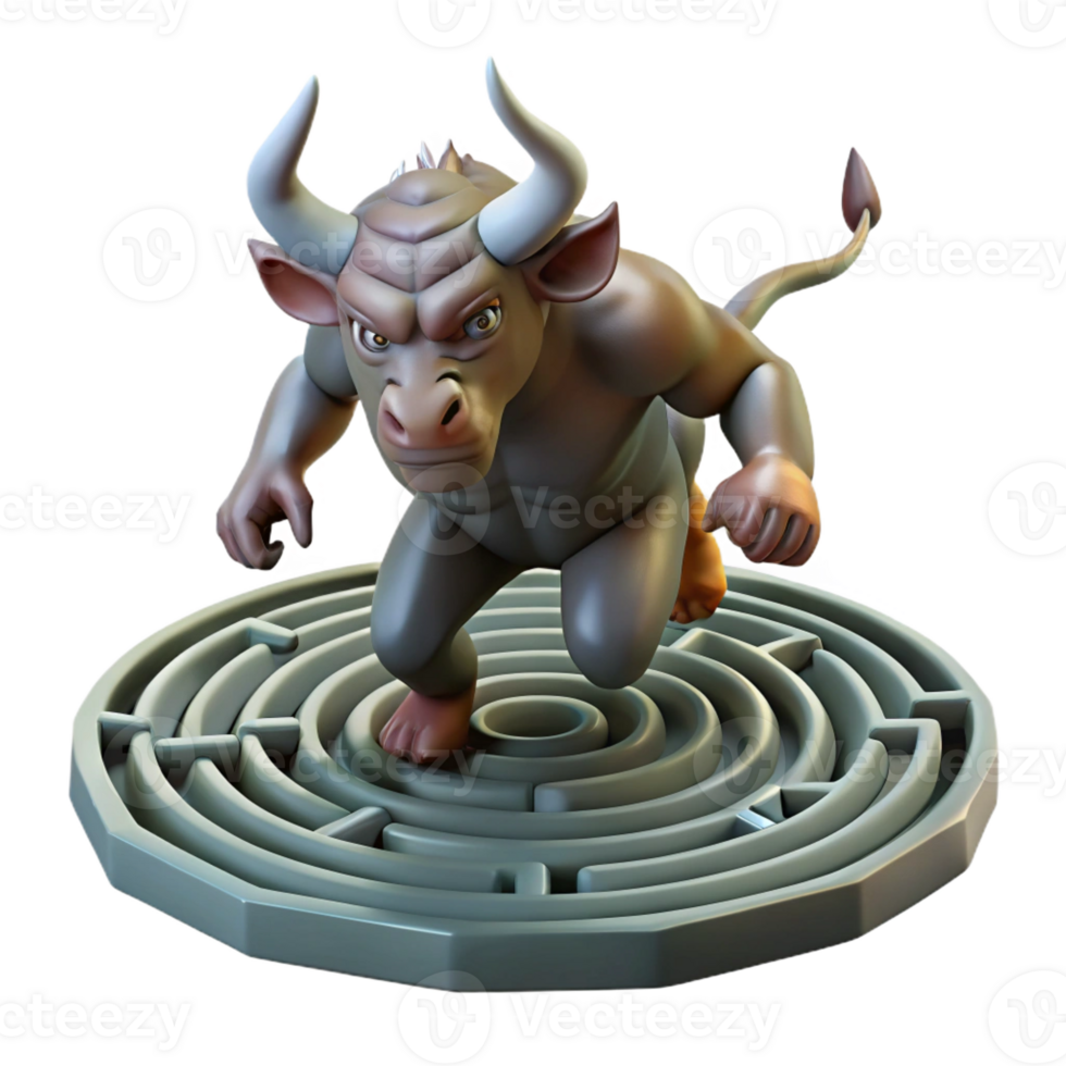 elegant traditional A Fierce Minotaur Charging Through a Lab exclusive png