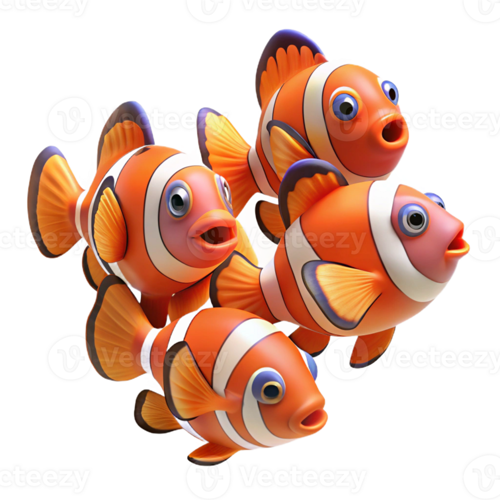 impressive abstract A School of Vibrant Clownfish Swimming Amo high quality png