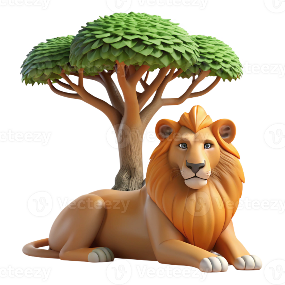 extraordinary vintage A Regal Lion Resting in the Shade of a Ba detailed png