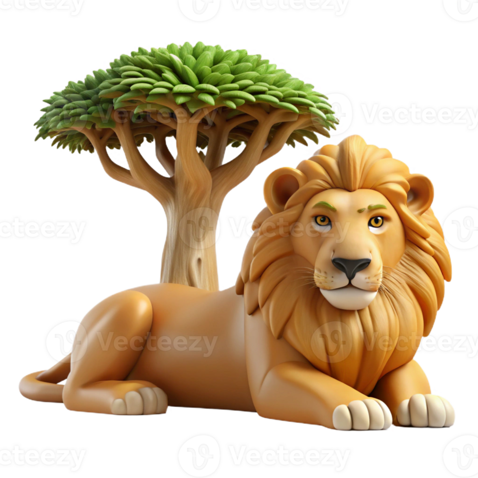 wonderful rustic A Regal Lion Resting in the Shade of a Ba exclusive png