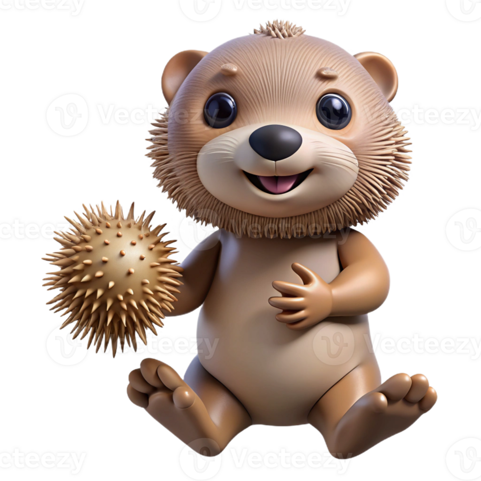 serene rustic A Playful Sea Otter Holding a Sea Urchin U authentic png