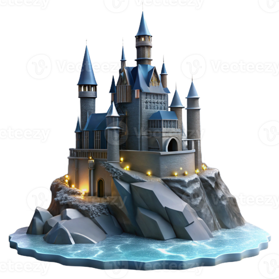 wonderful classic A Haunted Castle Perched on a Cliff Overl professional png